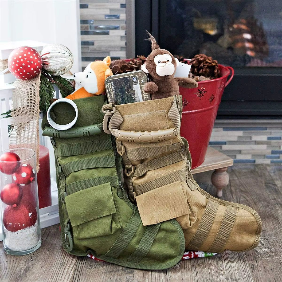 Tactical Christmas Gift Socks Outdoor Sports Pendant Fan Bag Accessories Storage Bag Christmas Stocking